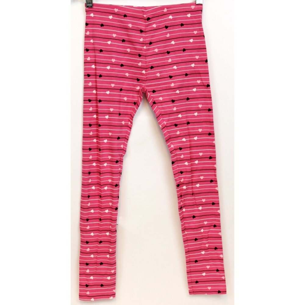 NWOT 2007 Gymboree Tres Chic Striped Heart Leggings sz 9 Pants Hot Pink